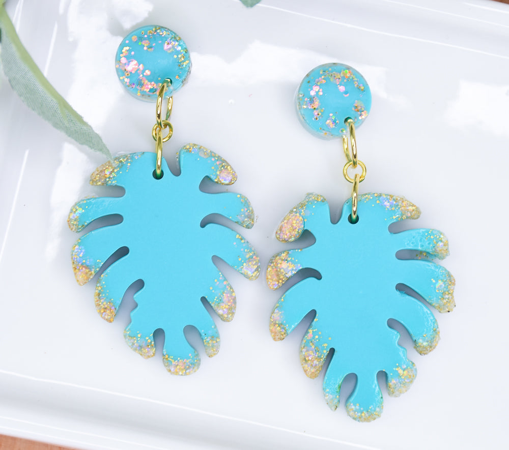 monstera leaf earrings Liquid Sculpey® Monstera Leaf Earrings -sculpey.com