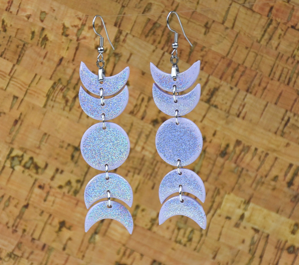 Premo Lavender Holographic Moon Phase Earrings
