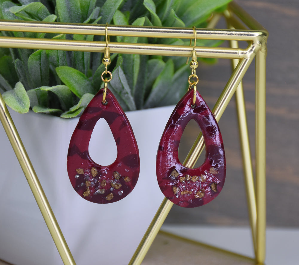 Sculpey Soufflé™ Cabernet Marbled Earrings