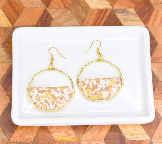 large final image for Sculpey Soufflé™ Gold Leaf Terrazzo Earrings