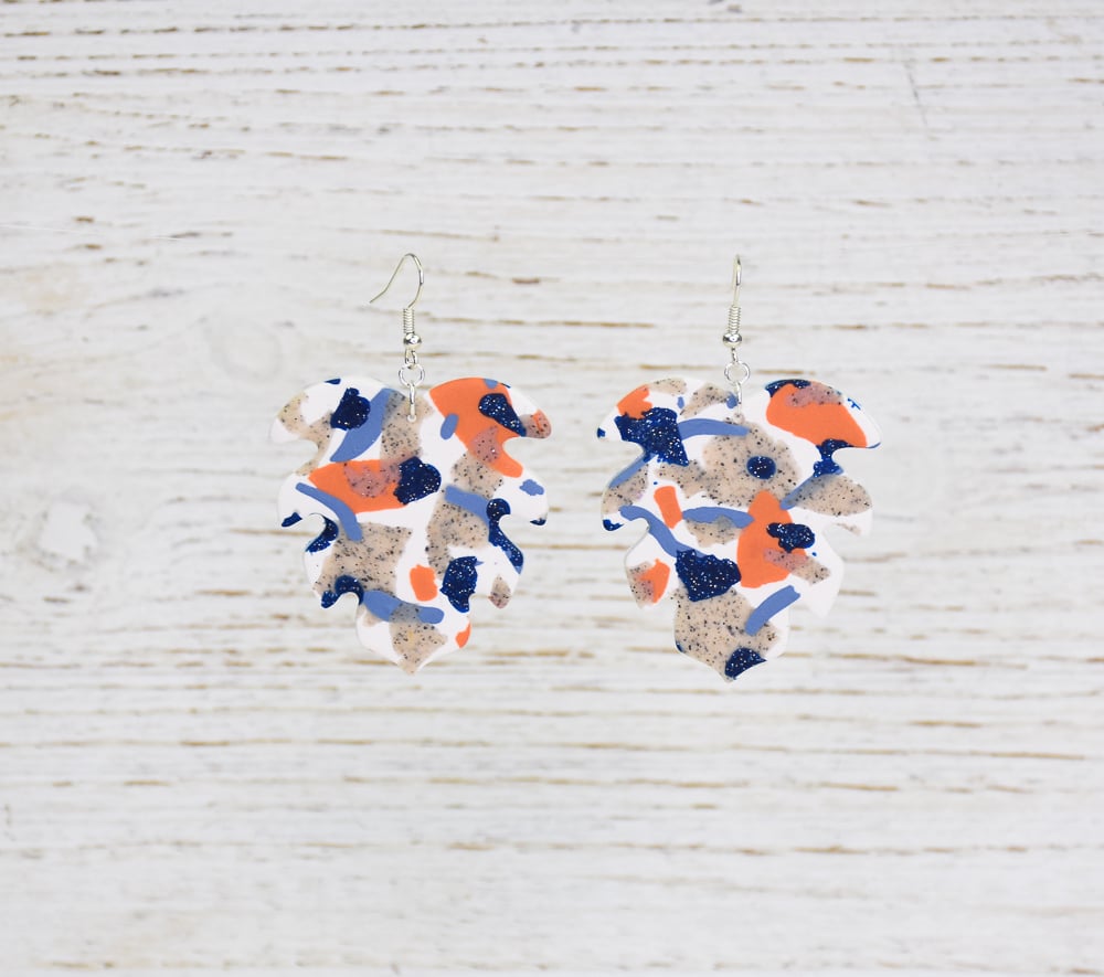 Final image for Sculpey Soufflé™ and Premo™ Terrazzo Leaf Earrings