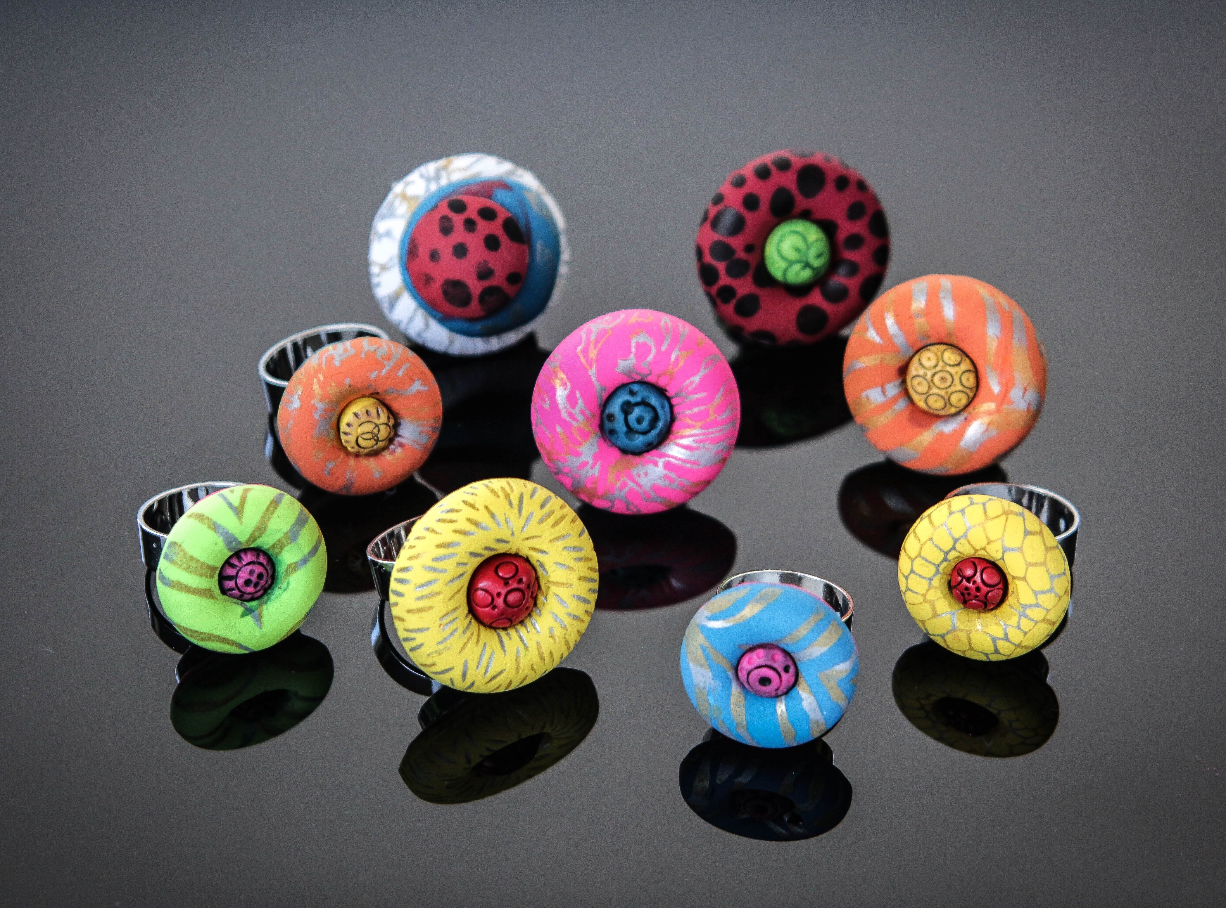 Funken Rings Sculpey Soufflé Funky Screen Printed Rings