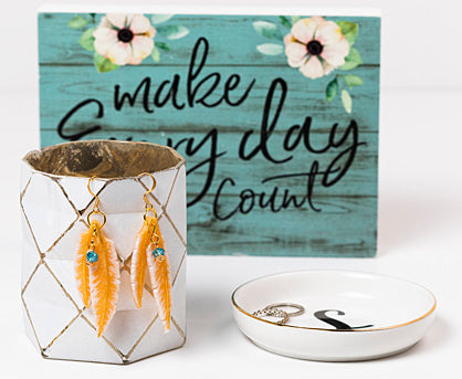 Liquid Sculpey® Amber Feathers Earrings