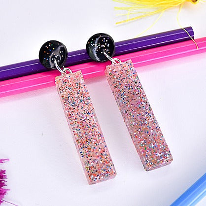 Liquid Sculpey® Confetti Clear Bar Earrings