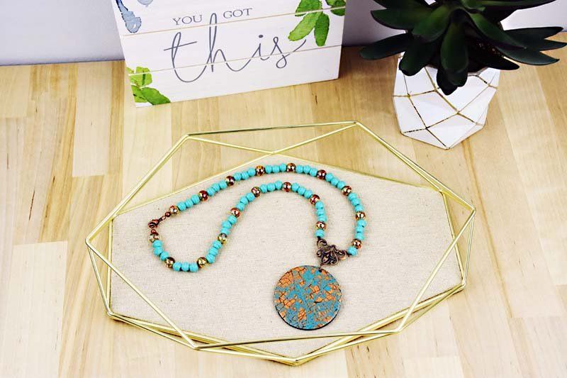 turquoise beaded necklace with pendant