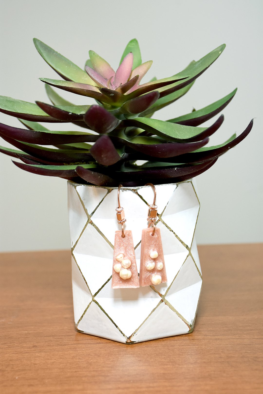 Liquid Sculpey Pearl Embedded Earrings