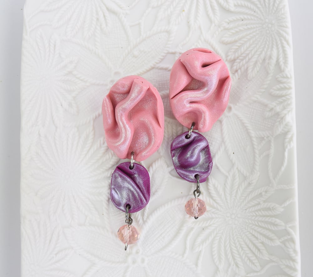 Sculpey Soufflé™ French Pink 1.7 oz earrings