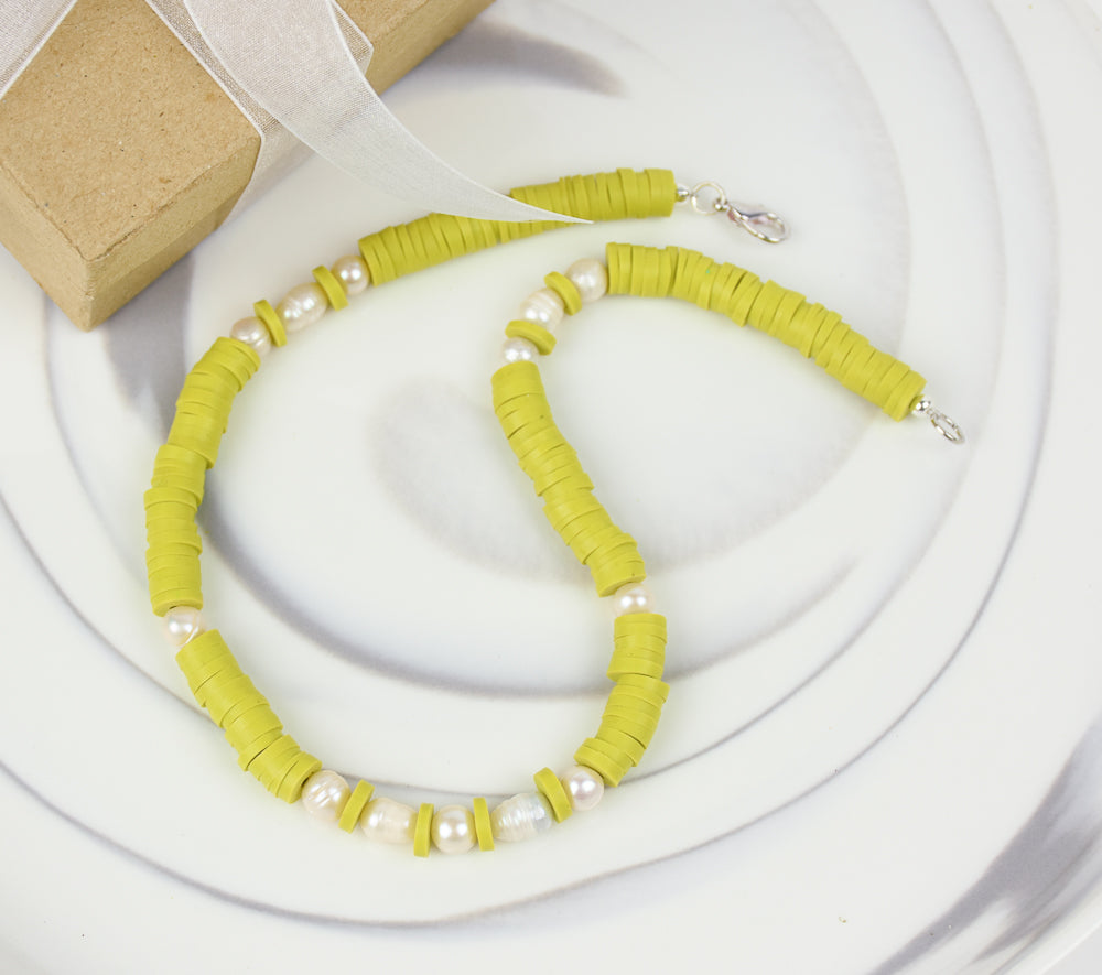 Souffle Citron Small natural beads necklace