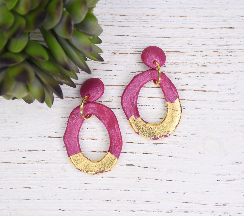 Premo Berry Pearl organic dangle earrings with metallic accent