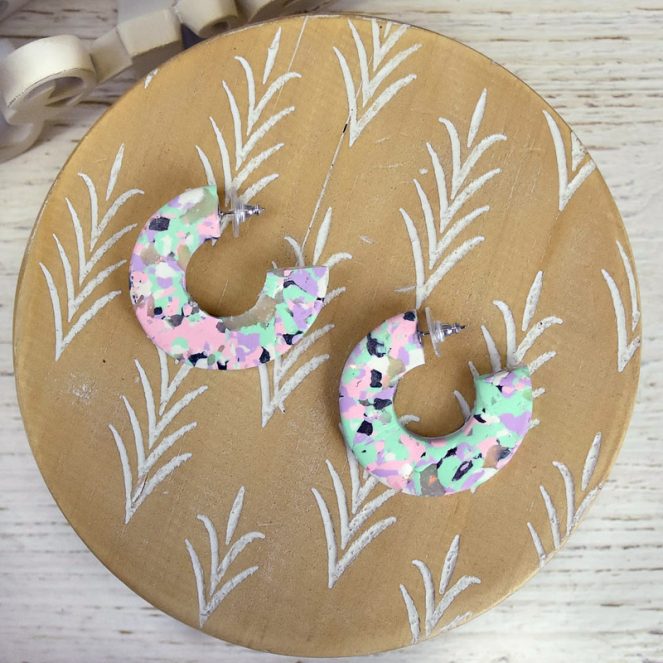 Sculpey Premo™ Pastel Terrazzo Marbled Earrings