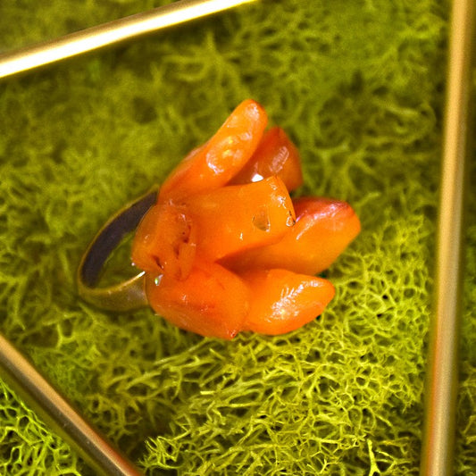 Sculpey Premo™ Amber Translucent Crystal Flames Ring