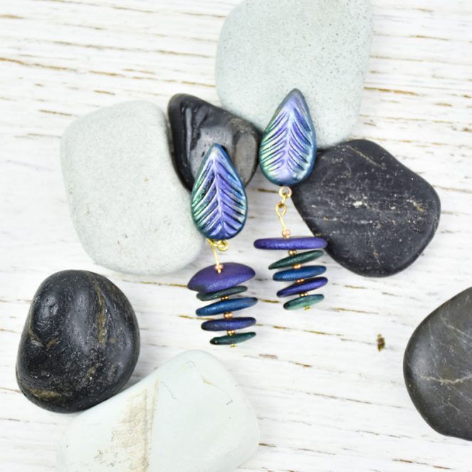 Model Air® Porcelain Peacock Inspired Drop Earrings