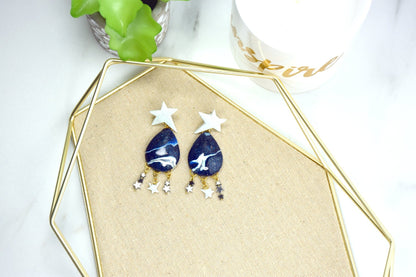 galaxy earrings with dangling stars