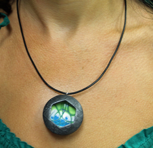 premo! Mokume Gane Lined Hollow Bead