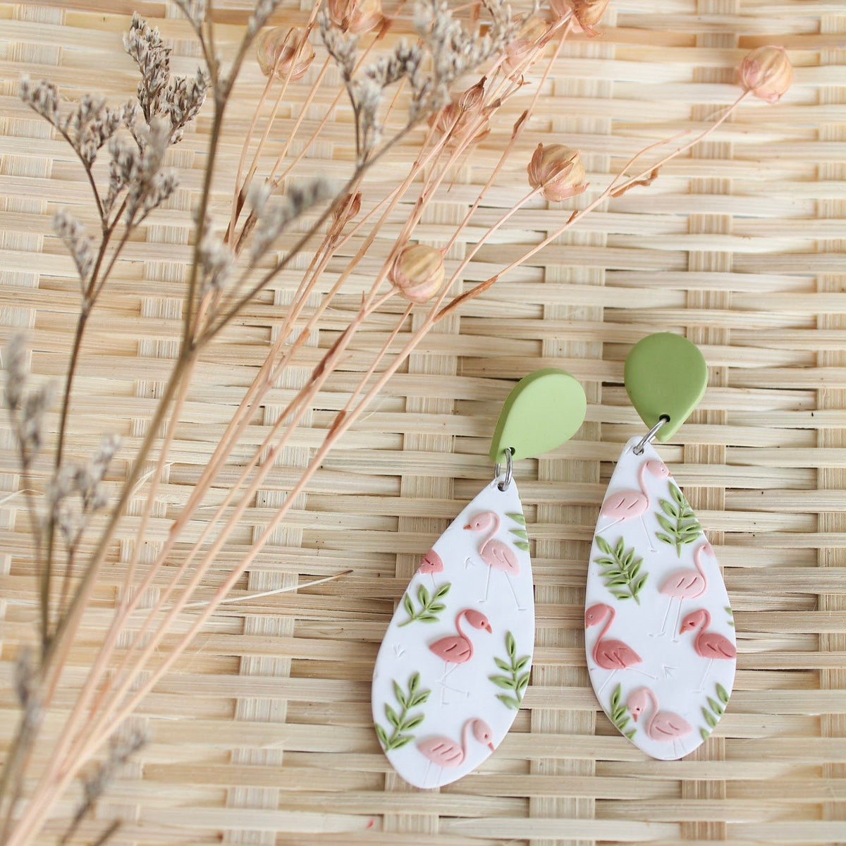 Flamingo & Fern Earrings