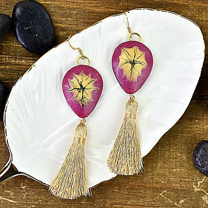 Liquid Sculpey® Garnet Metallic Tassel Earrings
