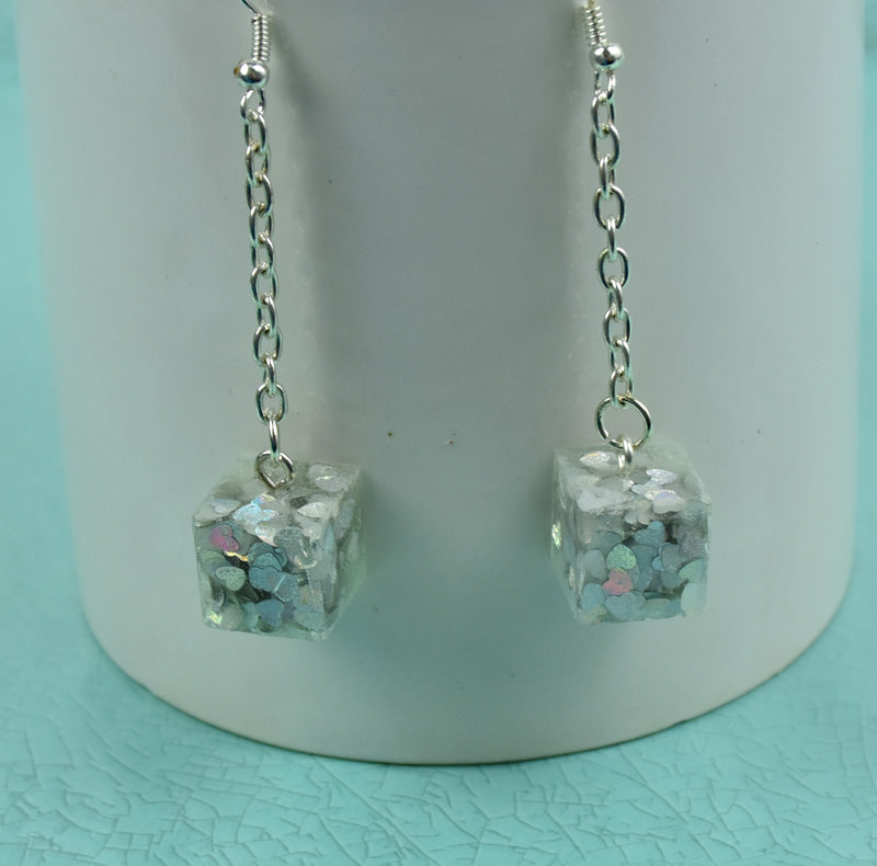 Liquid Sculpey Sparkle Cube Earrings