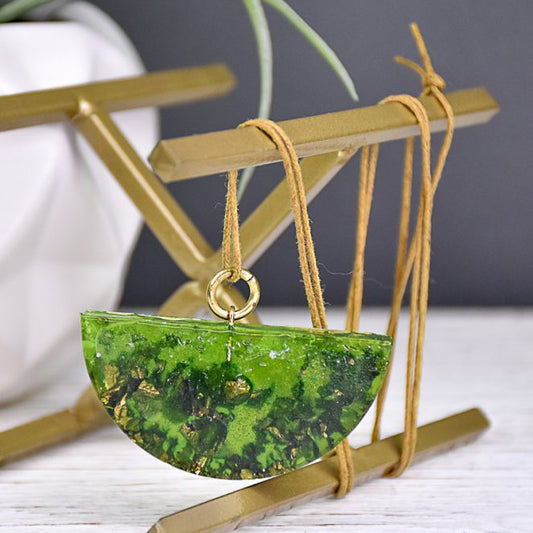 Liquid Sculpey® Green & Gold Leaf Pendant