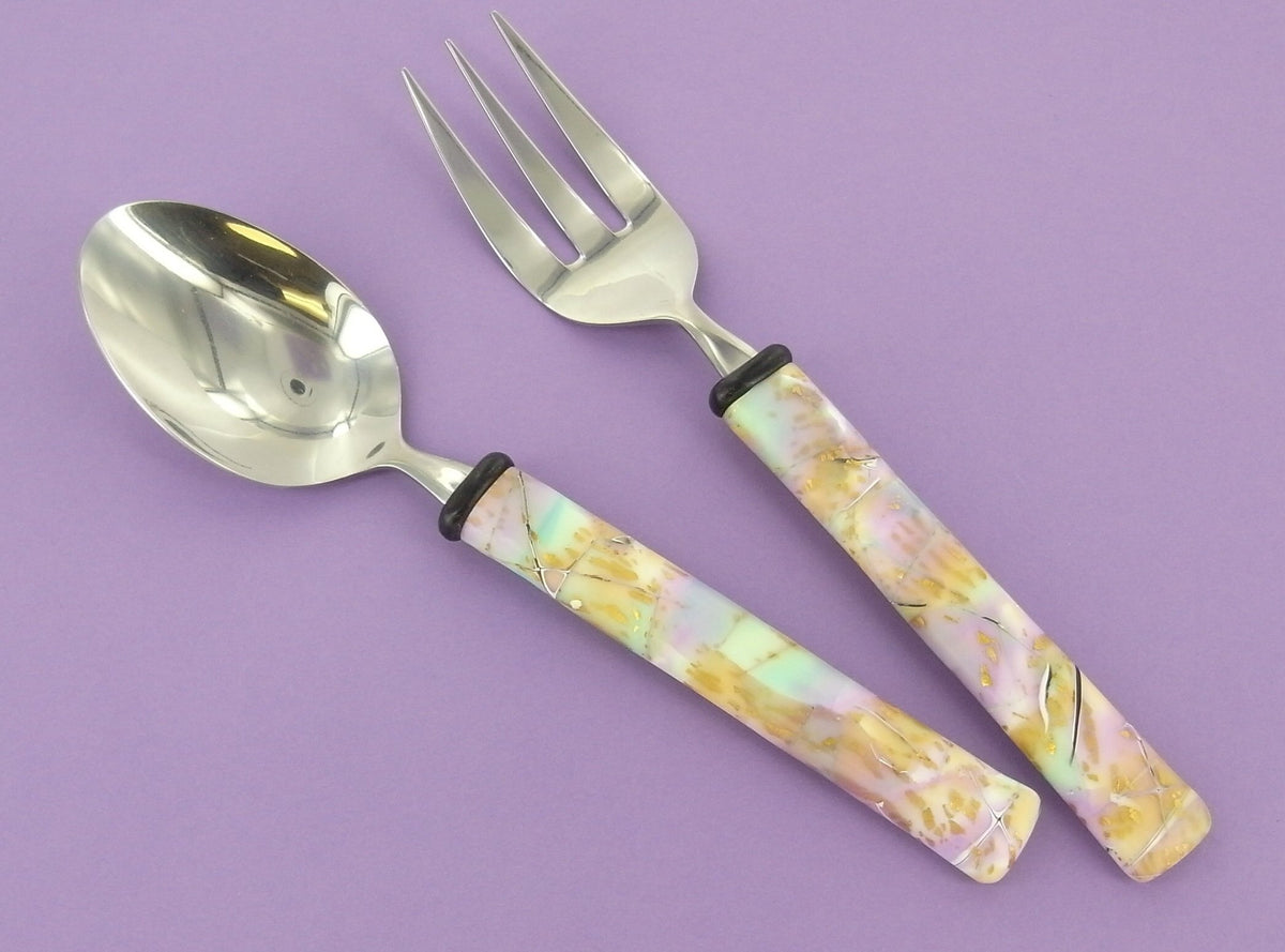 Sculpey Premo™ Tinted Translucent Mokume Gane Serving Utensils