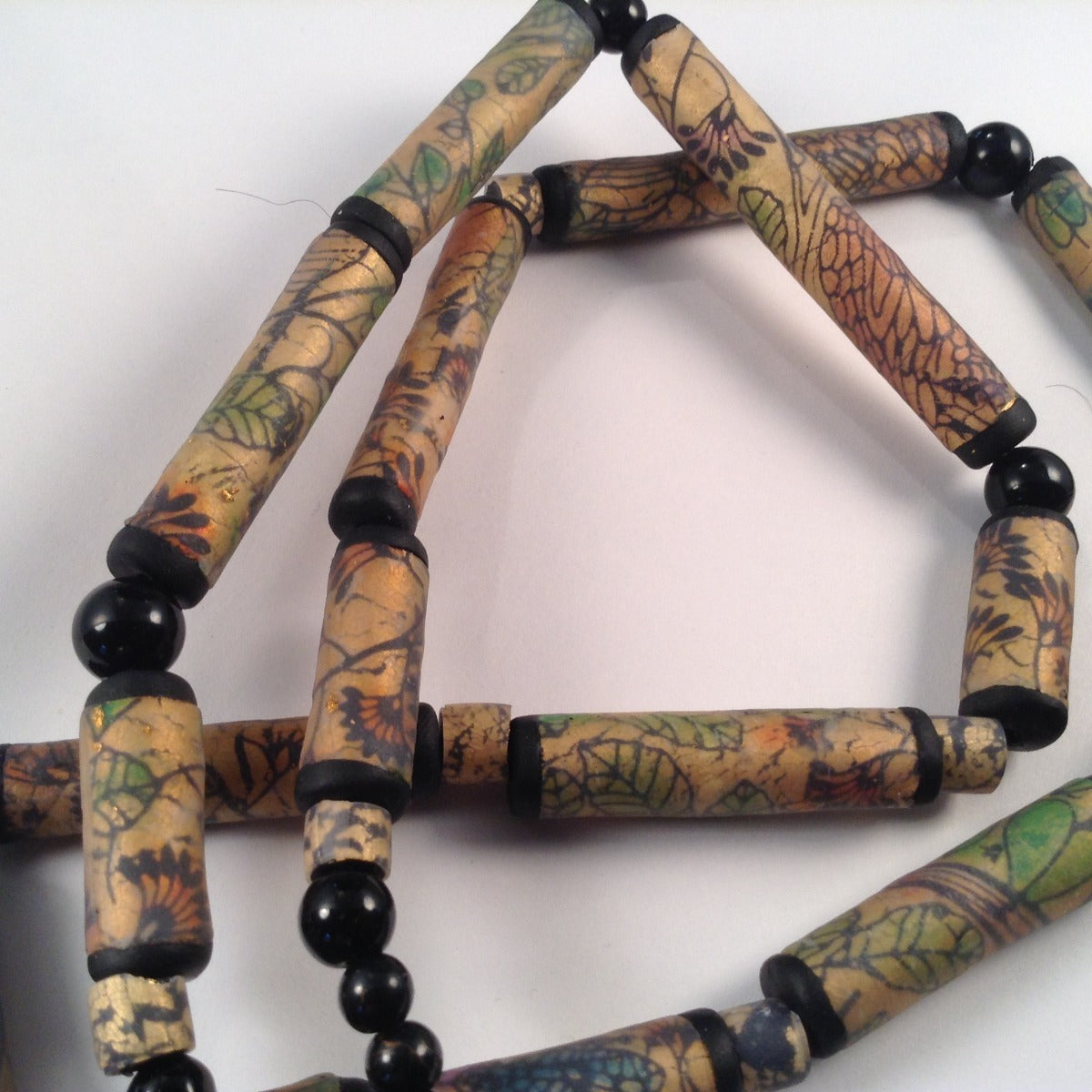 Faux Reverse Glass Painted Tube Beads