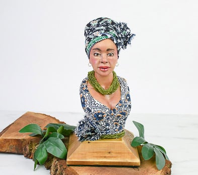 Sculpted bust of woman featuring Super Sculpey Expresso clay