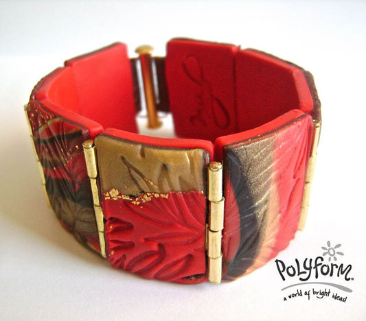 Premo! Golden Hinged Clay Bead Bracelet