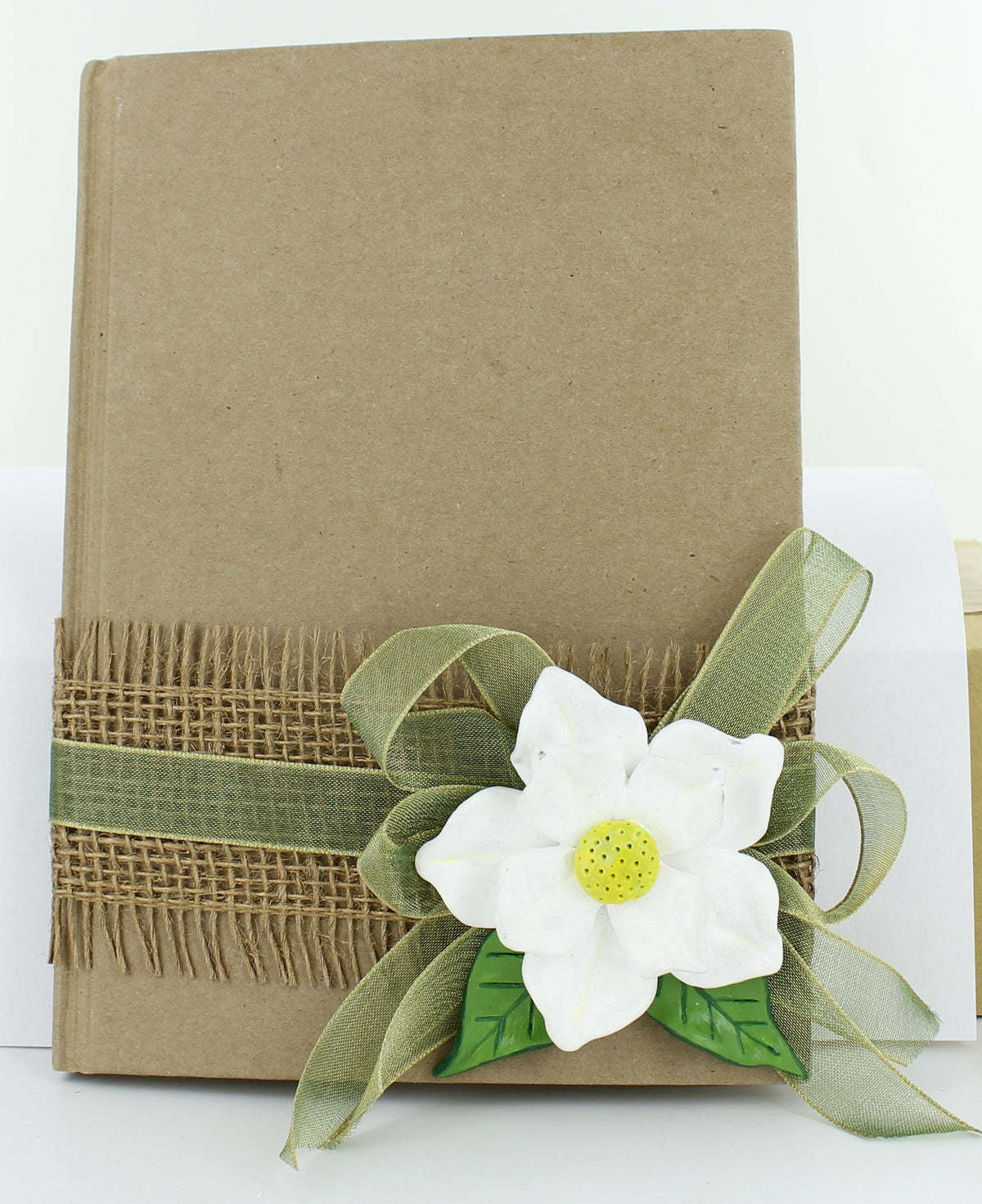 Original Sculpey Magnolia Flower Embellished Journal