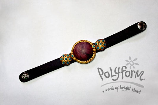 premo! Accents Cabochon and Leather Bracelet