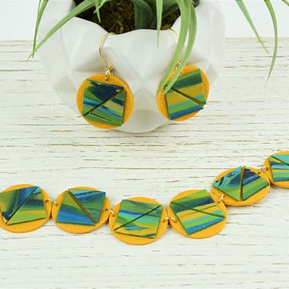 Sculpey Premo™ Marbled Mustard Tiled Bracelet