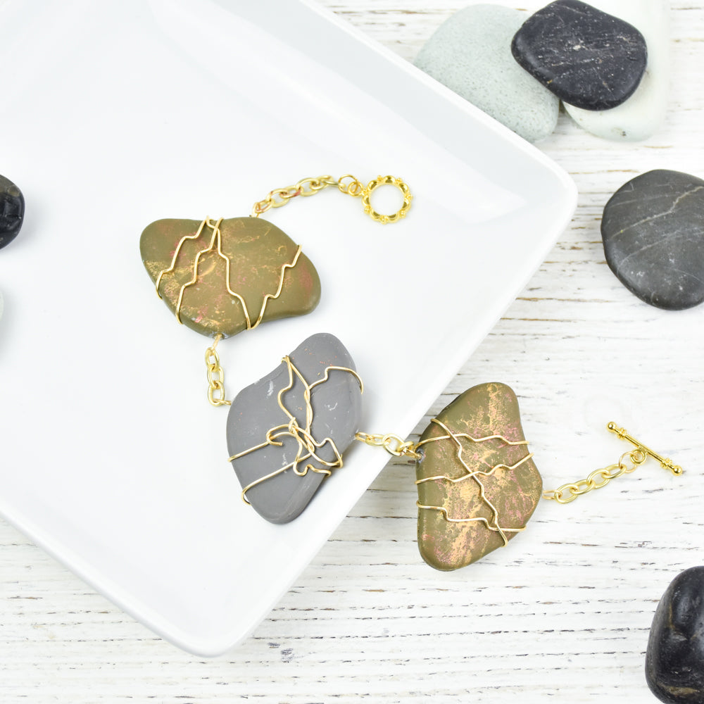 Sculpey III® Wire Wrapped Faux Stone Bracelet